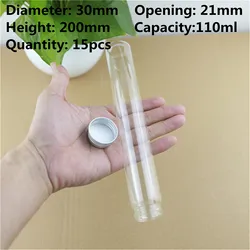 15 PCS/lot Glass test tube 110ml Glass Bottles Aluminum Caps Glass Tiny Jars Vials Glass Containers Decorative Bottle