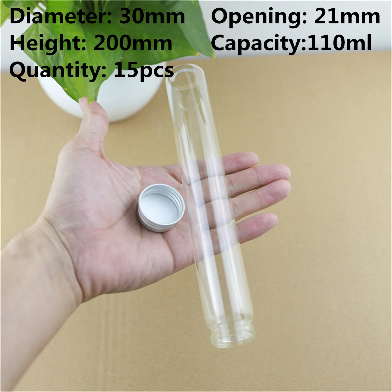 15 PCS/lot Glass test tube 110ml Glass Bottles Aluminum Caps Glass Tiny Jars Vials Glass Containers Decorative Bottle