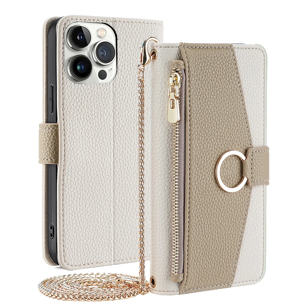 

Litchi texture zipper flip Phone Case for Motorola Moto G67 G57 G15 Power 5G G56 G66Y G66J G86 5G Cases crossbody chain Fundas