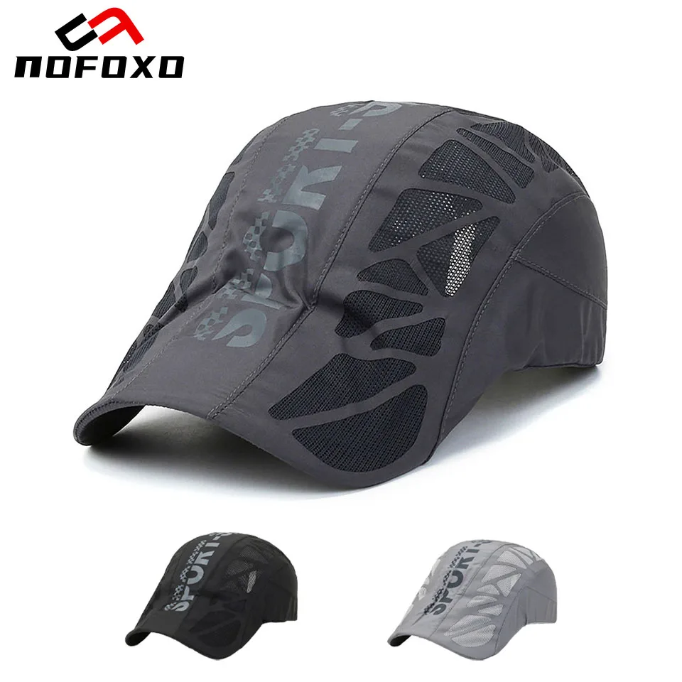 

NOFOXO Спортивная солнцезащитная сетчатая дышащая шапка, впитывающая пот, регулируемая кепка с козырьком, уличная шляпа для гольфа, модная плоская кепка