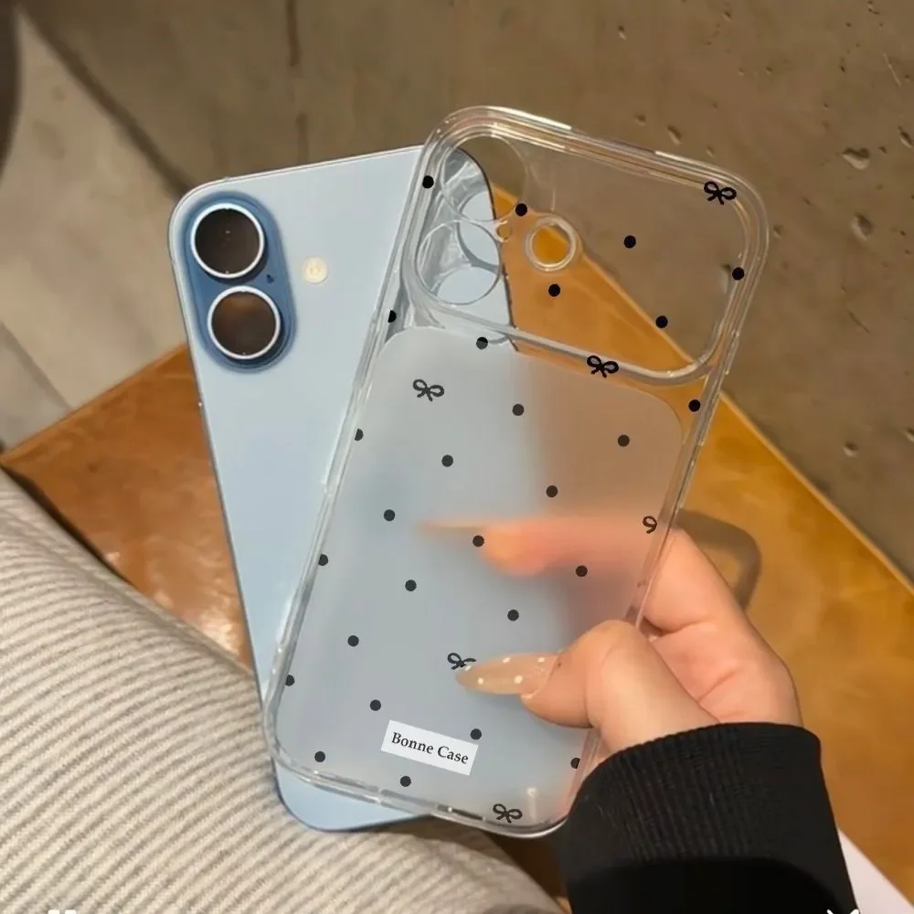 Black Polka Dot Minimalism Creative Ins Korean Large Window Phone Case For iPhone 17 16 15 14 13 12 11 Pro Max Plus Y2K Cover
