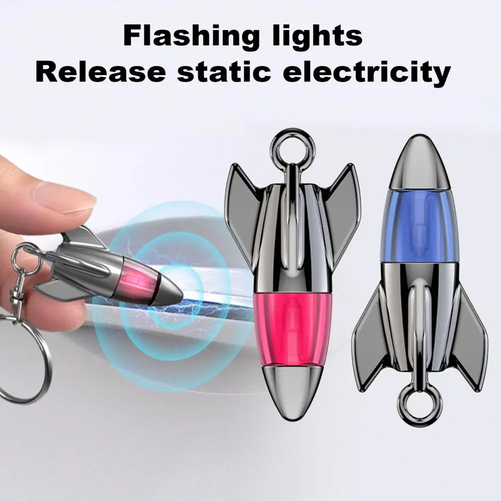 Car Static Eliminator Discharger Keychain Pendant Novel Rocket Keyring Wear-Resistant Anti-Static Keychain for Car Metal Handles