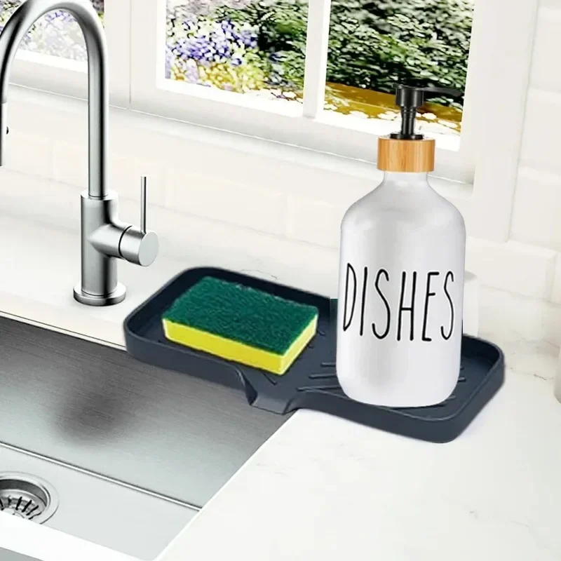 

Kitchen Sink Sponge Holder Silicone Soap Dish Bar Soap Holder Self Draining Anti-slip Storage Rack Bathroom Kitchen Supplies