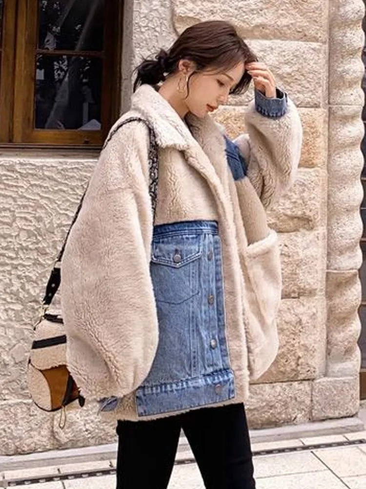 Denim Splicing Loose And Slimming Versatile Thick Coat For Women\'s Autumn And Winter New In Coats Women\'s Winter Down Jacket