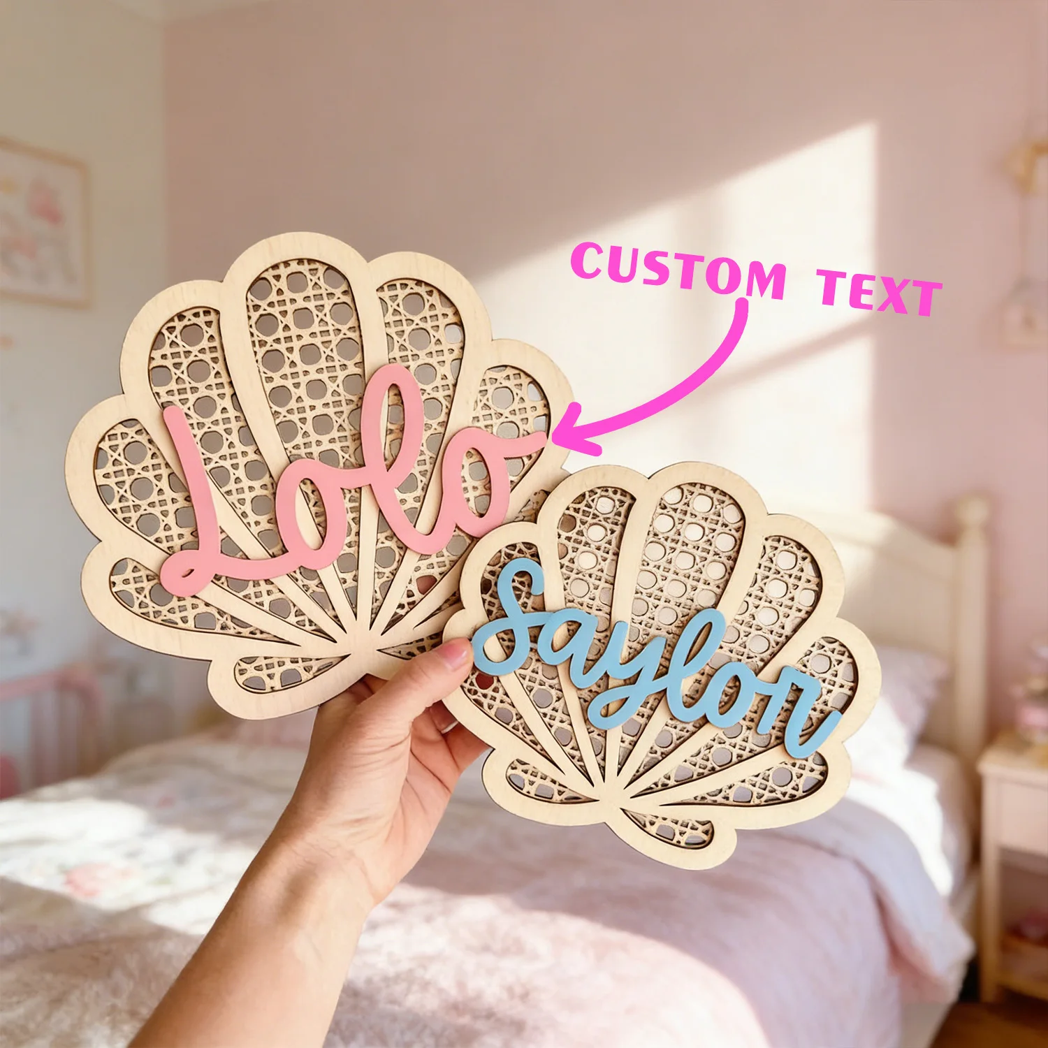 1pc Customizable Shell Wooden Signboard, Multi-layer Hollow Design, Multi Scene Decoration, Birthday, Party, Christmas Gifts