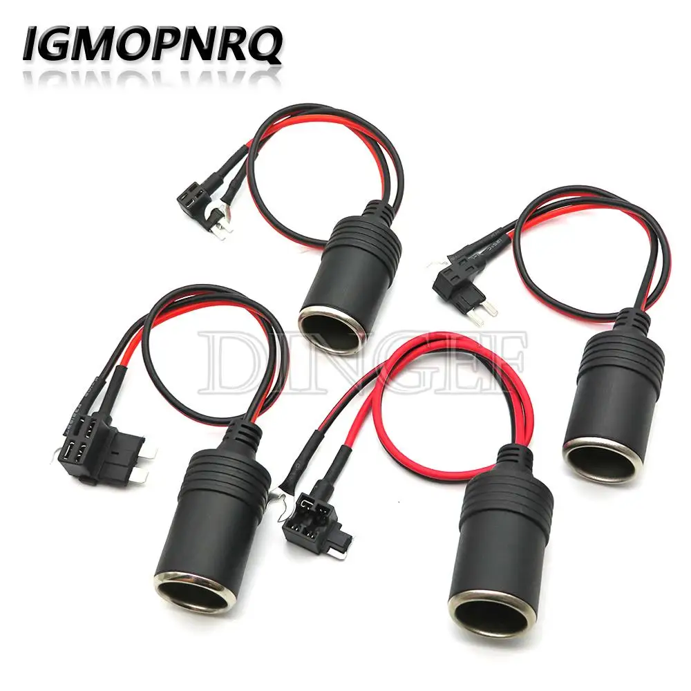 1Set Pure Copper Car Cigarette Lighter Charger Cable Female Socket Plug Connector Adapter Cable With Car Fuse 10A 20A 30A 25A 1A