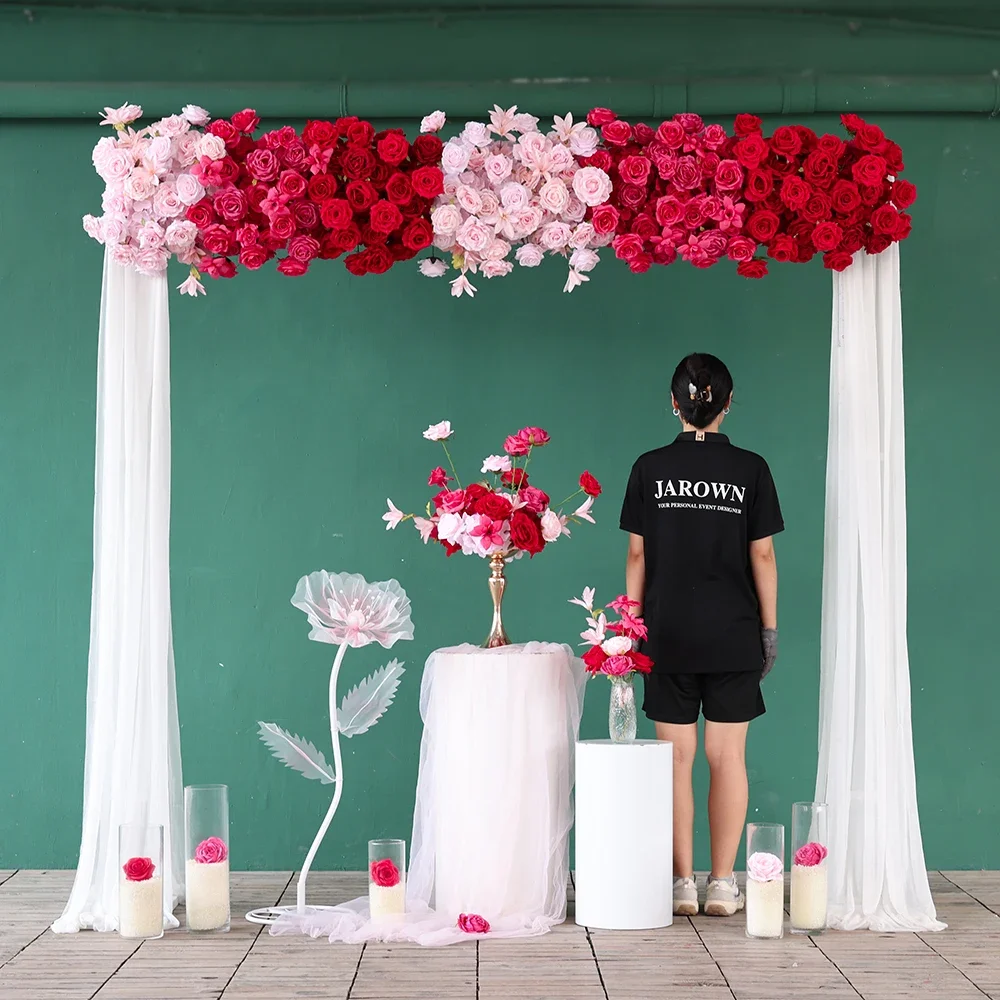 Gradient Handmade Fleur Artificielle Decoration Mariage Table Et Salle High Quality Artificial Silk Rose Florals Decor HY2492