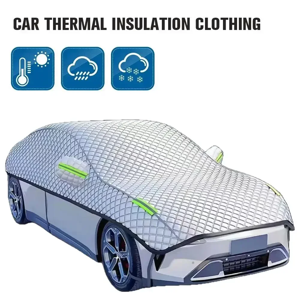 

Universal Car Outdoor Cover Four Seasons Exterior Half Sunshades Covers Anti-frost Sun Protection Snow Proof Car Covers