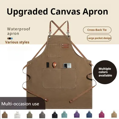 महिलाओं और पुरुषों के लिए नए फैशन कैनवास रसोई एप्रन, ग्रिल रेस्तरां, बार, दुकान, कैफे, सौंदर्य, नाखून स्टूडियो, वर्दी के लिए शेफ कार्य एप्रन 8 best sales नाखून एप्रन - №8