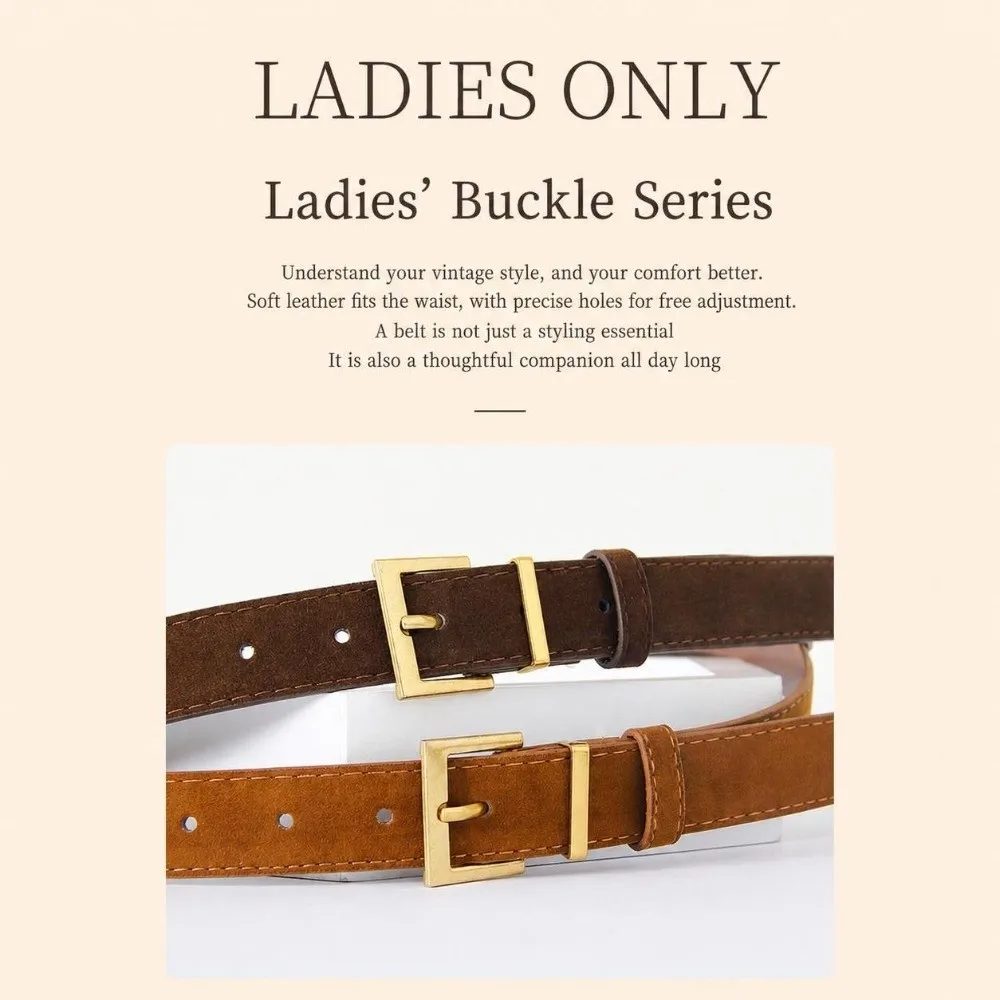 Fashion Square Alloy Pin Buckle Waist Belt Faux Suede Matte Suede Leather Belt Simple Versatile Waist Belt For Women