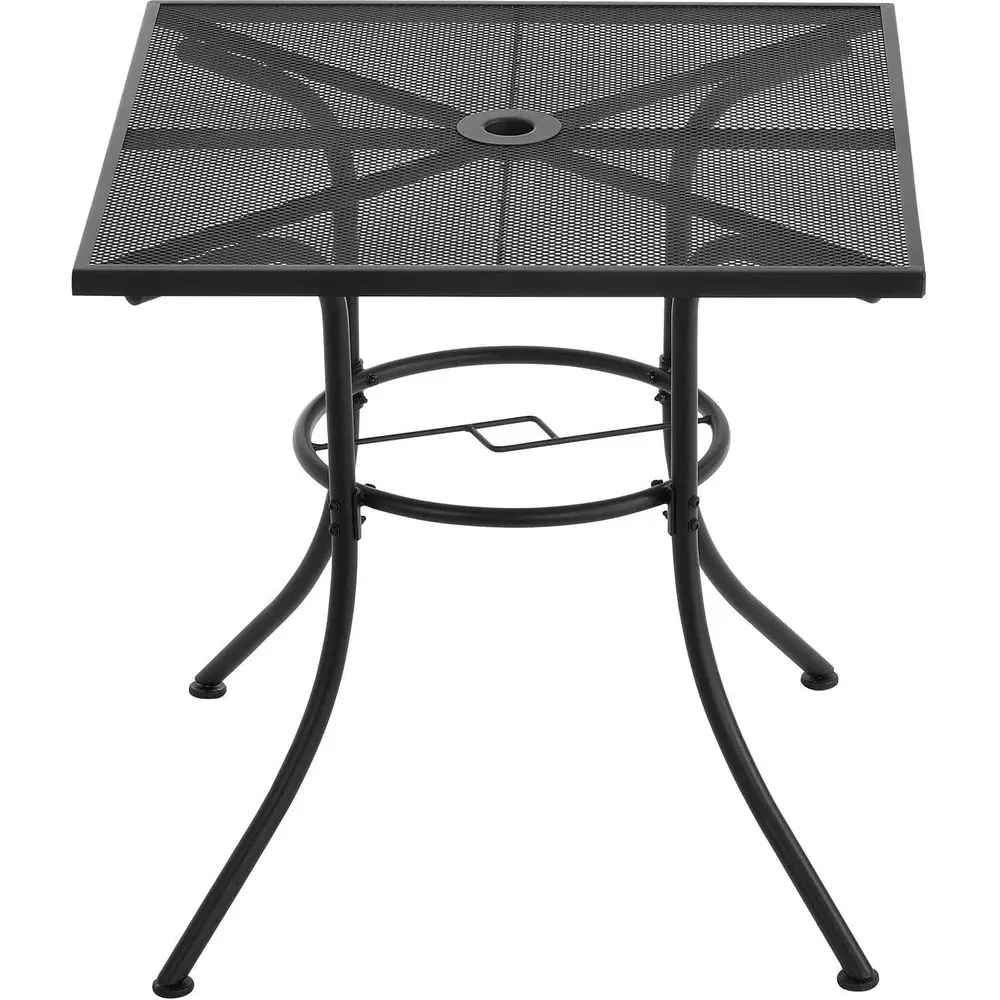 30 Inch Square Steel Mesh Outdoor Bistro Table, Black
