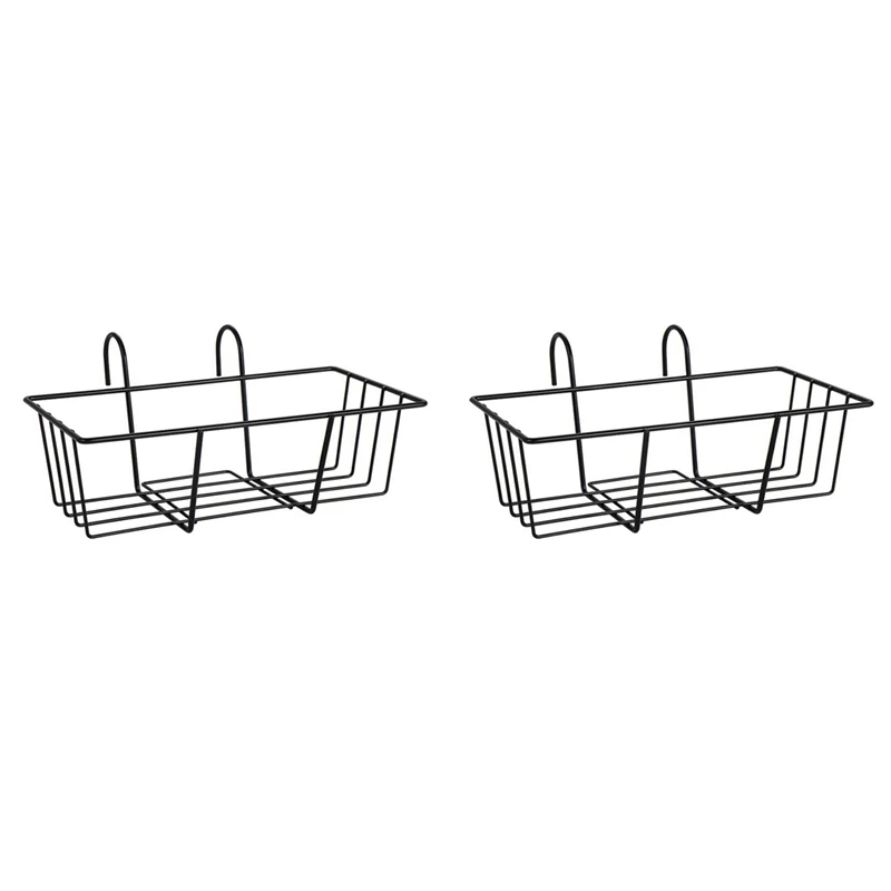 

2X Hanging Baskets Shelf Railing Planter The Rail Fence Pots Stand Railing Planter Baskets For Balcony Porch Fence