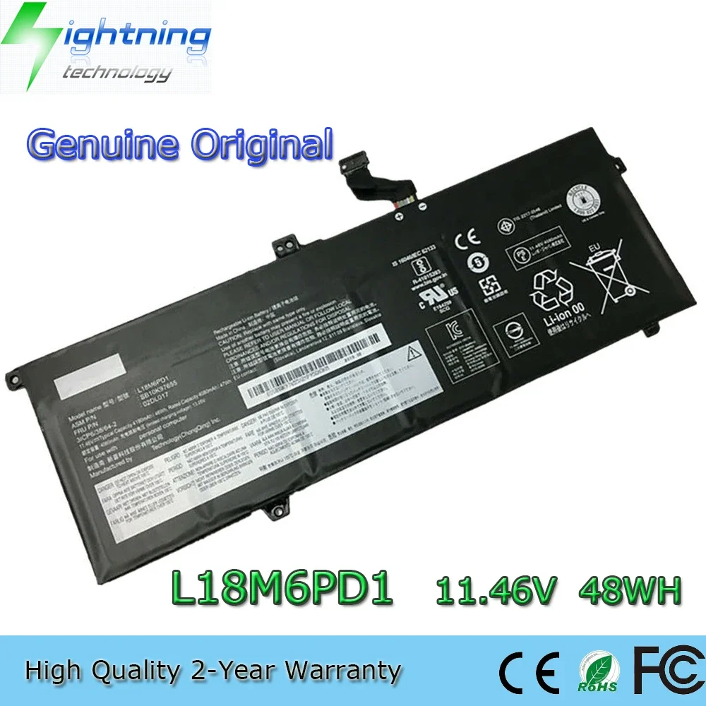 

Новый оригинальный аккумулятор для ноутбука L18M6PD1 11,46 В 48 Втч для Lenovo ThinkPad X13 X390 X395 02DL018 L18L6PD1 L18M6PD2 и т. д.