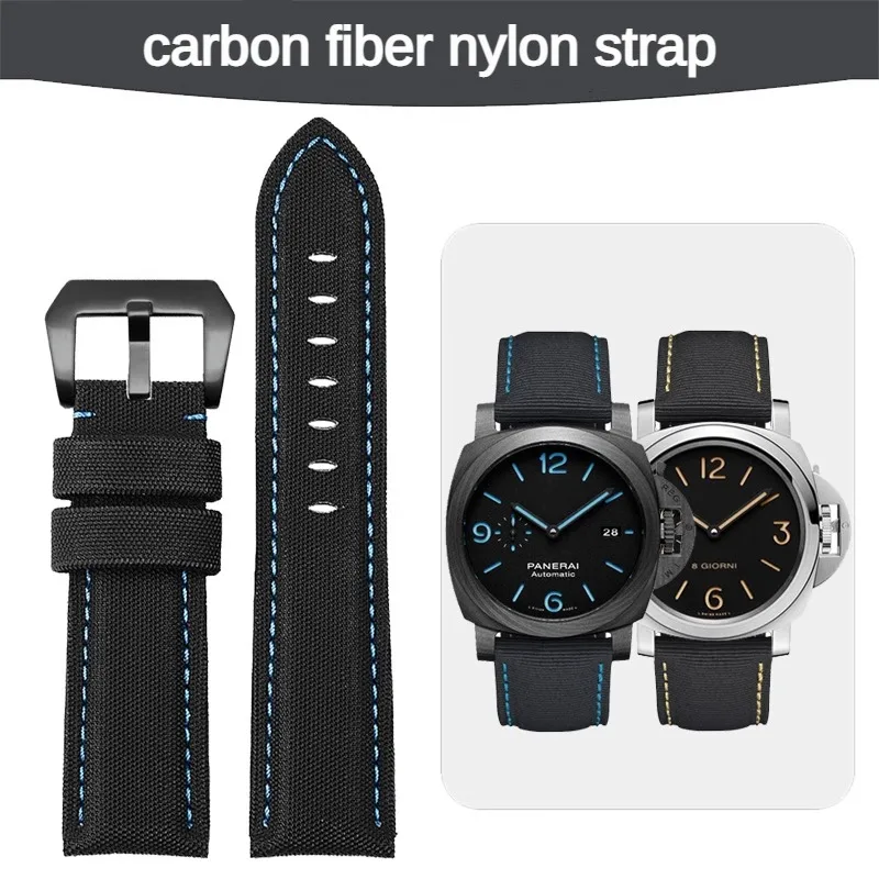 

Genuine Leather Watch Strap Male Substitute 441 Scaphium Affine PAM01661 Series Nylon Carbon Fiber Watchband 20/22/24/26mm