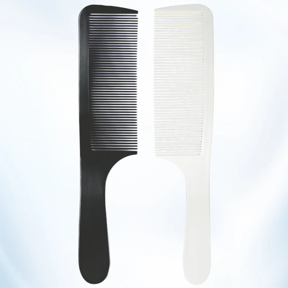 

2Pcs Mens Styling Comb Durable Plastic Teeth for Wet Dry Hair Professional Grade Hairdressing Supplies Black White