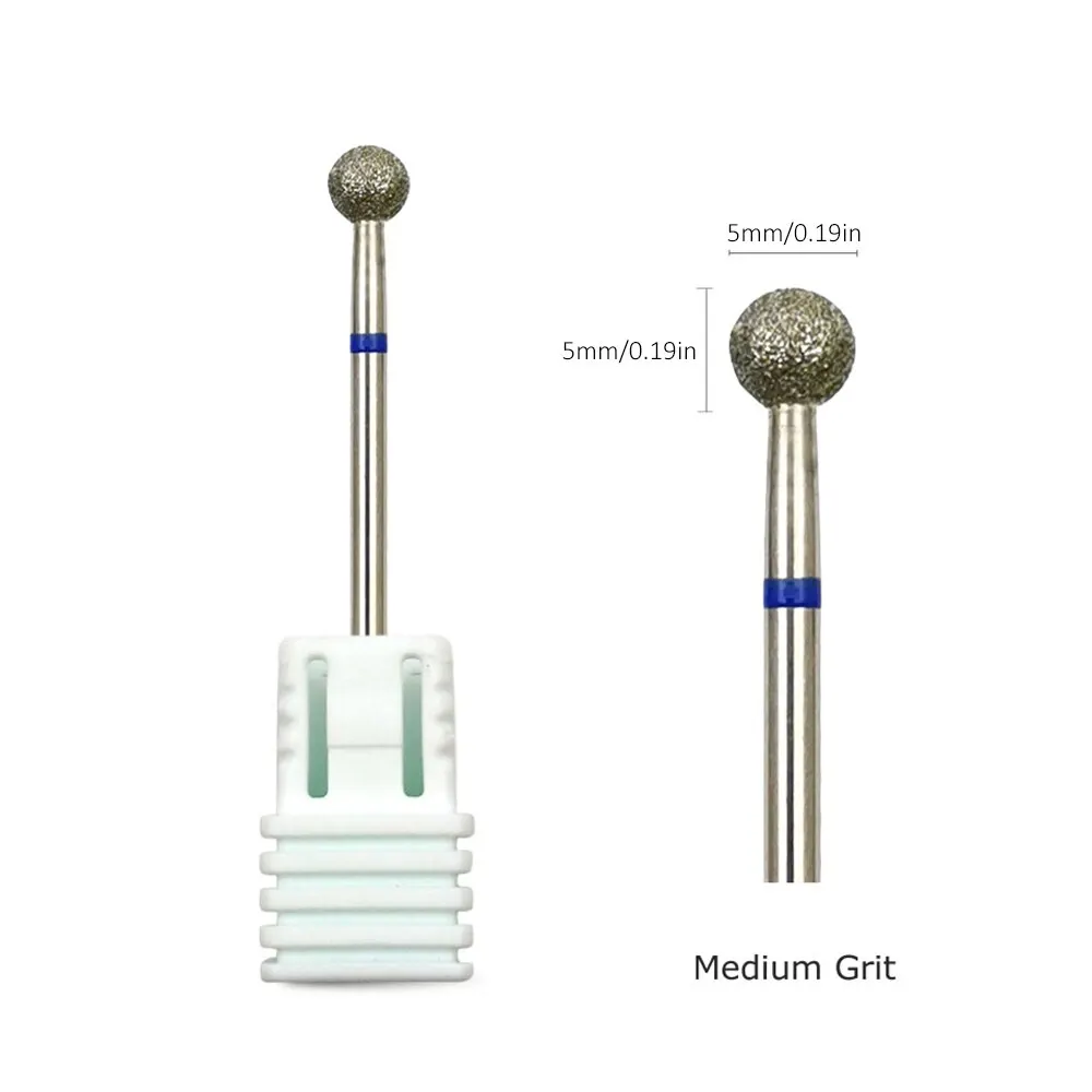 HYTOOS 5,0mm Brocas de clavos de bola de diamante fino Cutícula Burr Russian Mills taladro eléctrico para manicura