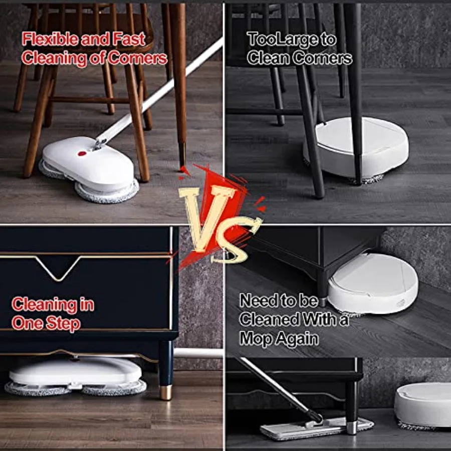 Alat Pel Putar Elektrik Tanpa Kabel dengan 4 Bantalan Penggosok Lantai Ember Pembersih Otomatis Penyemprot Air Ringan Dapat Diisi Ulang