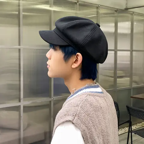 남성용 베레모 모자, 한국어 버전, Ins 팔각형 모자, 영어 캐주얼 야외 뉴스보이 모자, 화가 모자, 용수철 및 가을