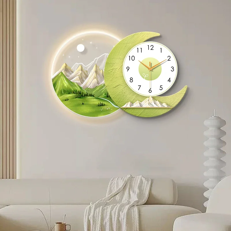 Cute Stylish With Light Wall Clock Luxury Interior Nature Digital Wall Clock Modern Kitchen Orologio Da Parete Home Decoration