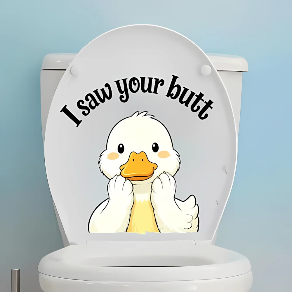 Cute Funny Duck Toilet Stickers PVC Self-adhesive Waterproof Wall Sticker Bathroom Decals Mural Home Decoration
