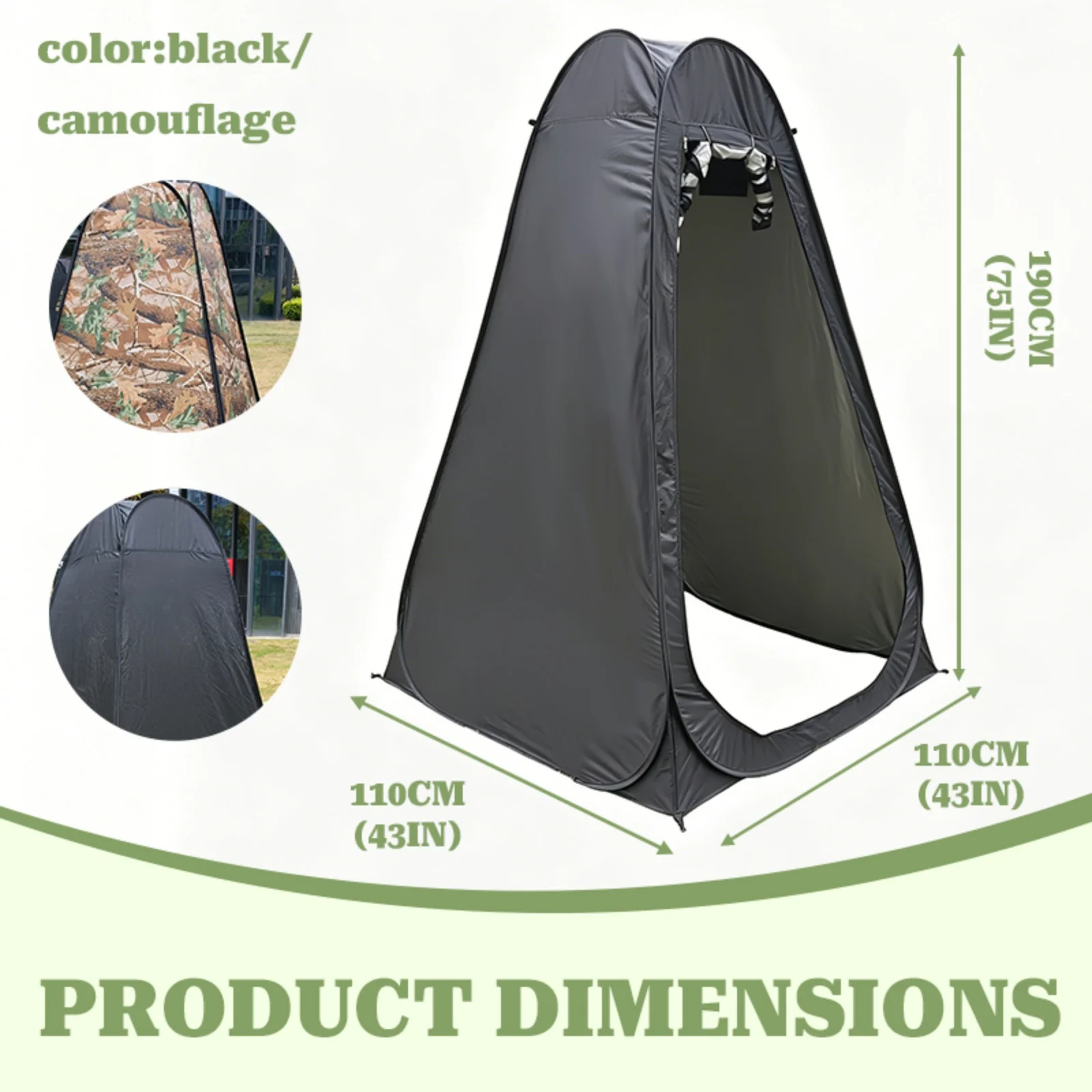 Pop Up Privacy Tent, Camouflage Instant Setup Outdoor Changing Shelter with Carry Bag for Camping Beach Hiking Outdoor Events