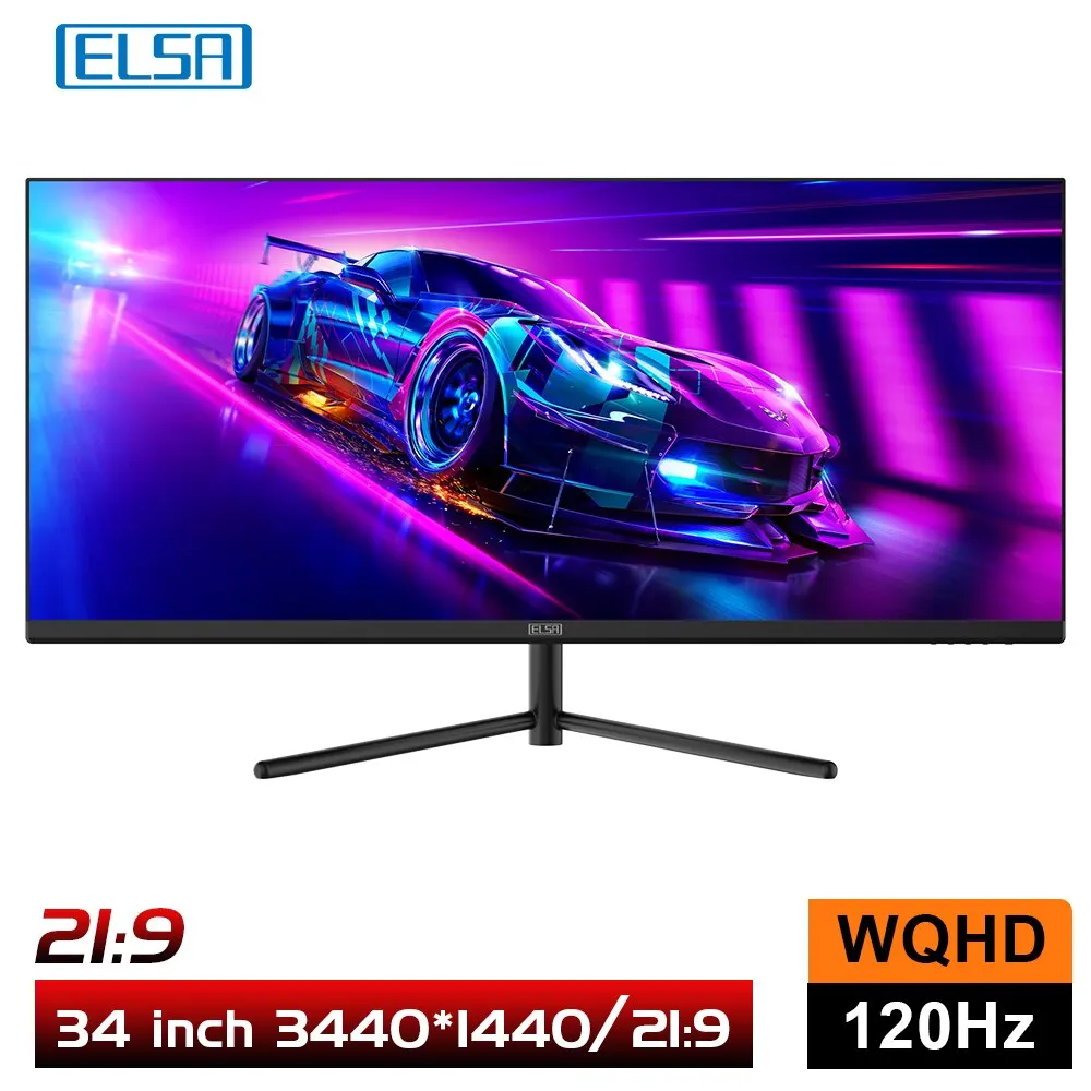 ELSA 34 Inch Display 120Hz Display WQHD Desktop Gameing Computer Screen 3440x1440 Monitor 34G1