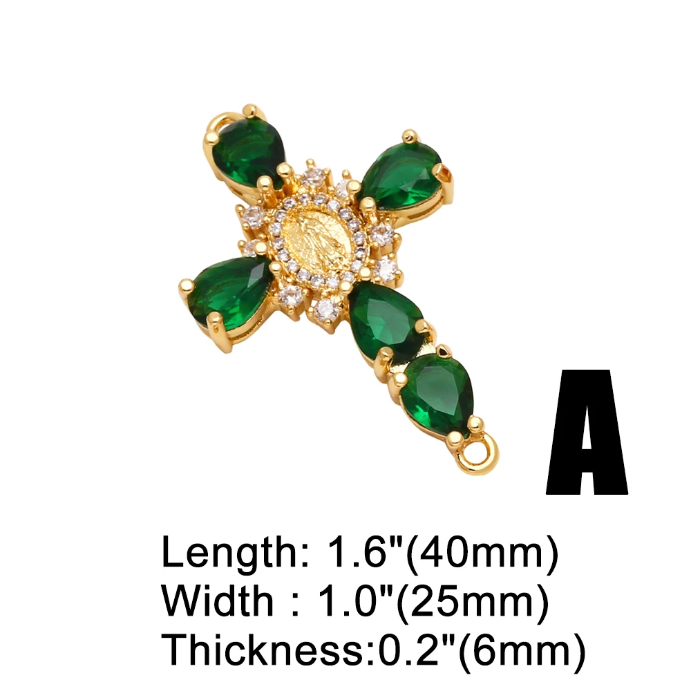 OCESRIO Crystal Big Cross Charms for Bracelet Copper Gold Plated Virgin Mary Crucifix accesorios de joyería envio gratis chma285