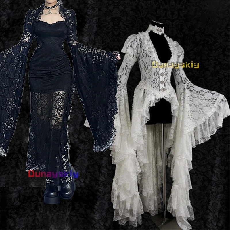 

Retro Medieval Palace Lace Dress Cospaly Costumes Party Bell-sleeved Irregular Lolita Skirt Anime Role-play 2025Women's dresses