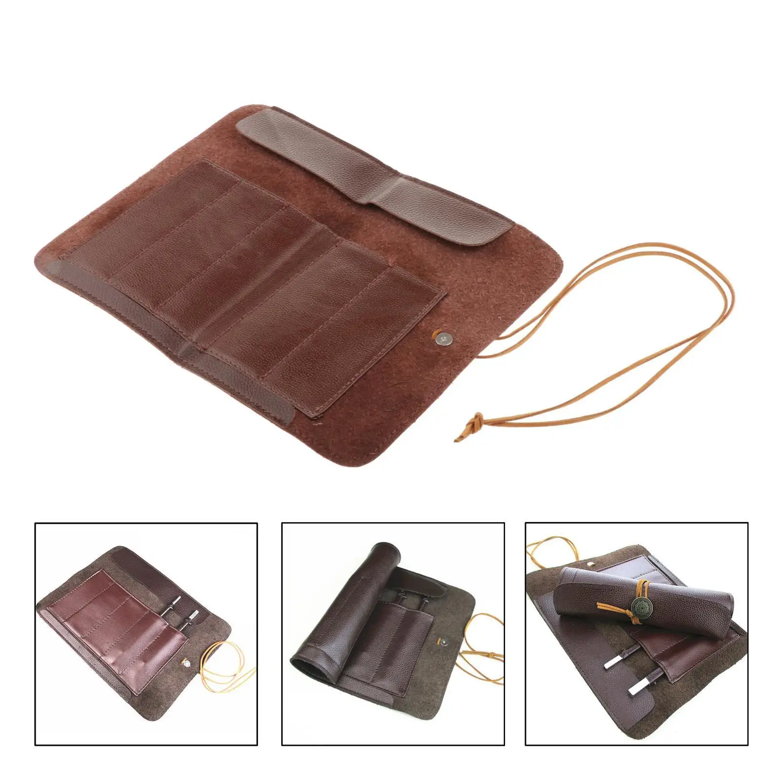 Chef Knife Roll Bag Holds,Durable Carving Knife Case Made of Genuine