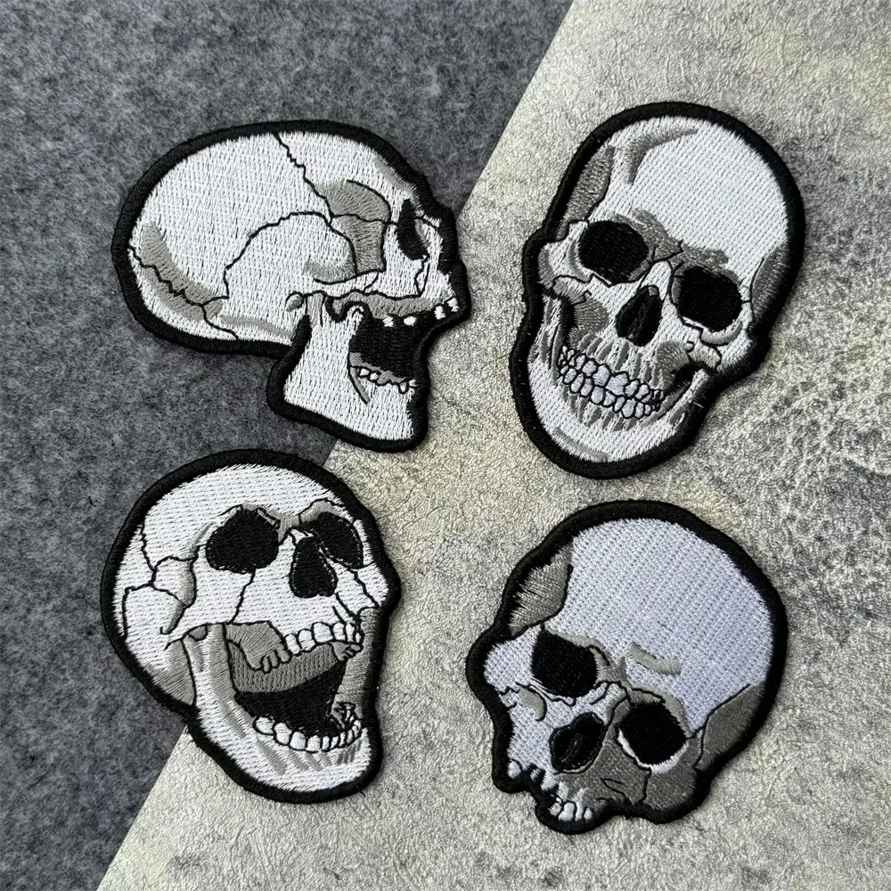 Punk Skull Morale Tactical Patch Embroidered Hook and Loop Patches Badge Military Army Armband Backpack Decoration Sticker