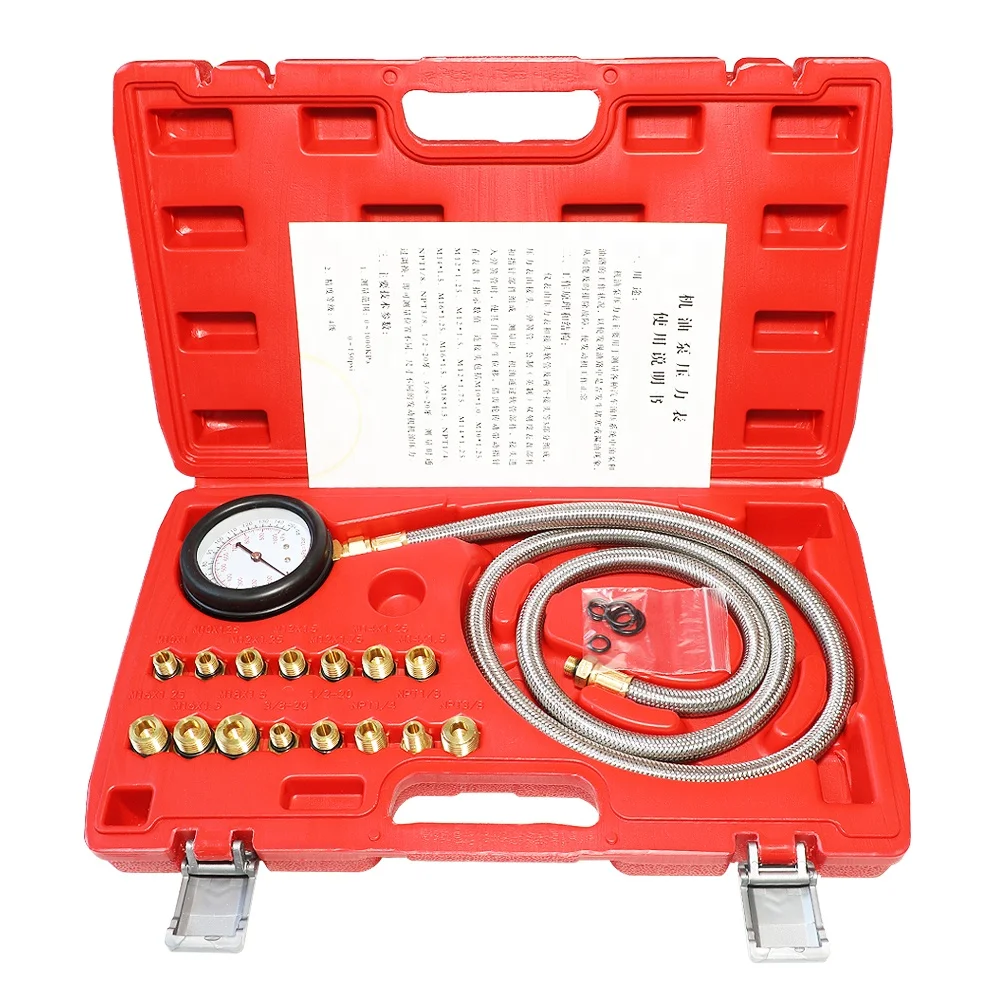 Kit de Medidor de Presión de Aceite para Bomba Inyectora de Combustible PSI, Herramienta de Reparación de Carrocería, Acero de Alto Carbono para Autos/ATVs/Camiones