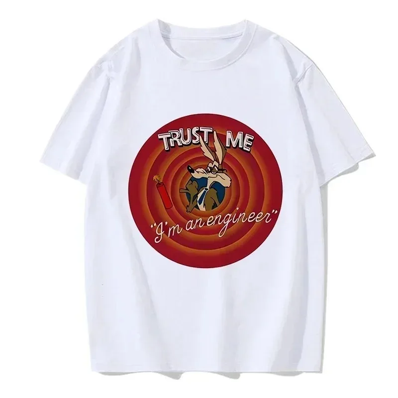 مضحك Wile E Coyote تي شيرت الرجال النساء الكرتون تي شيرت غير رسمي الجرافيك الاتحاد الأوروبي حجم بلايز الشارع الشهير Y2k التي شيرت الهيب هوب القوطية الملابس