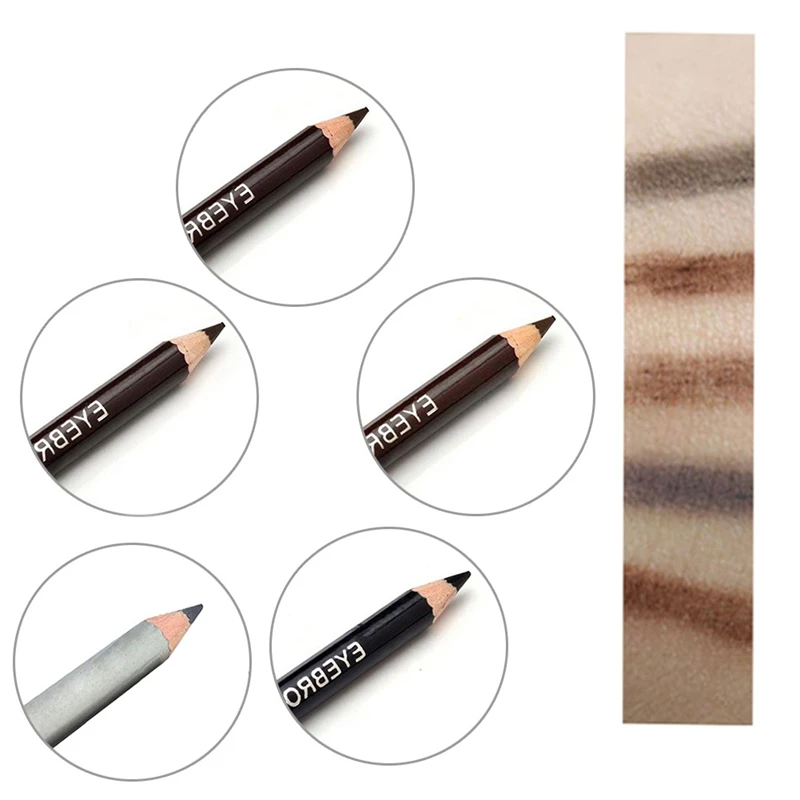 Leopard Print Lápis de sobrancelha, de longa duração, Double-Headed Enhancer, maquiagem dos olhos, sobrancelha Lápis de sombra, 5 cores, 1pc