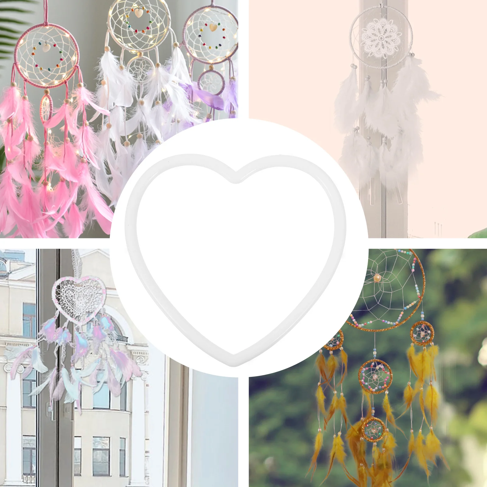

10 Pcs Heart Catcher Hoops Acrylic Material DIY Supplies Decorations Craft Projects Excellent Texture