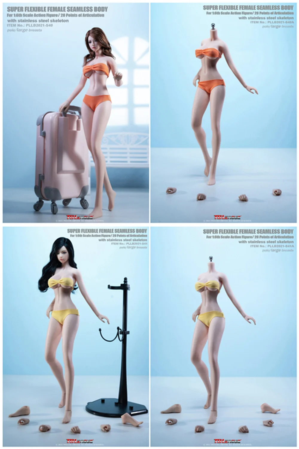 

TBLeague Phicen женское бесшовное тело S41A S40A PLLB2021-S40 S41 1/6 супер-гибкие 12 "высокие стройные девушки бледная большая грудь куклы