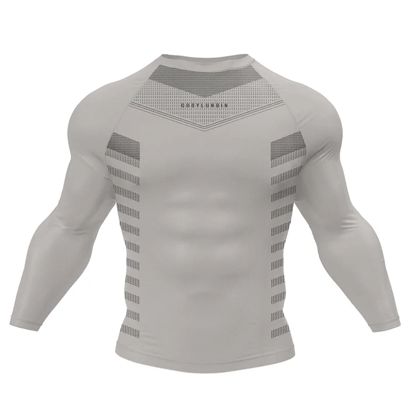 Cody Lundin Compression Clothing Men Bodybuilding Sport T-shirt Quick Dry Shirt Men Fitness MMA Training Long Sleeve Rash Guard