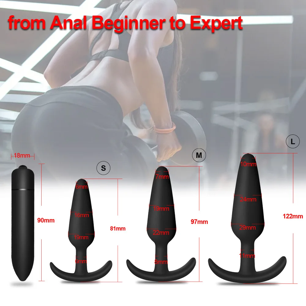 Safe Silicone Anal Plugs Dildo Buttplug Unisex Sexy Stopper 4 Different Size Adult Sex Toys for Men/Women Trainer Massager