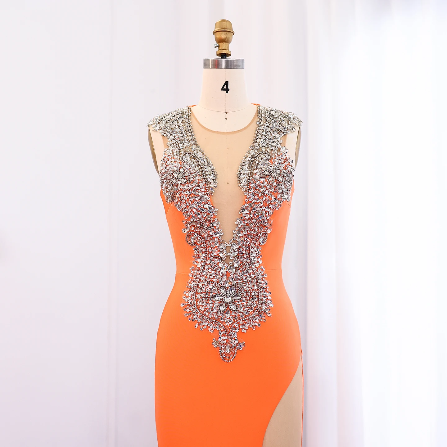 Sharon Said-vestidos de graduación de sirena con cristales de satén naranja brillante, vestidos largos de fiesta de graduación para niñas negras, personalizados SH002