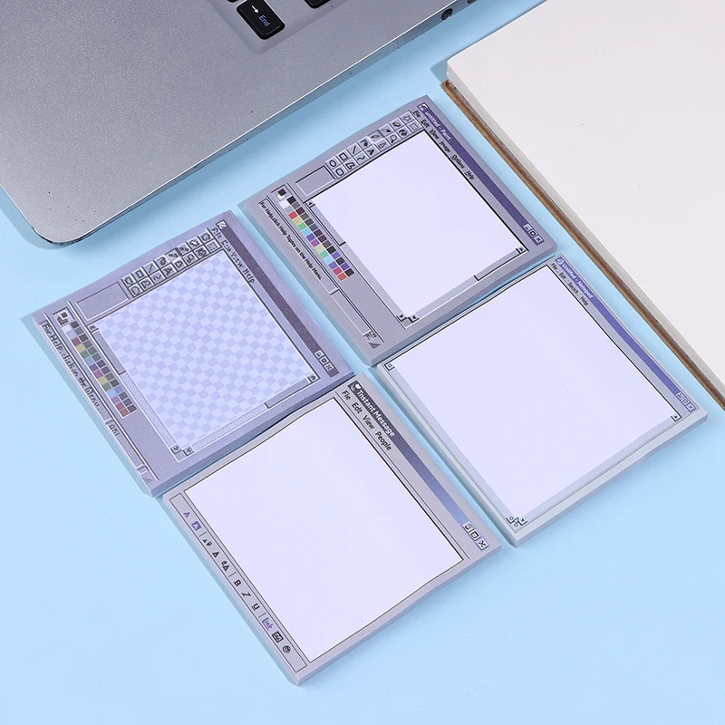50 Sheets Vintage Computer Drawing Sticky Notes - Ideal For Artists & Office Use Durable Adhesive Notes Sticky Notes For Office