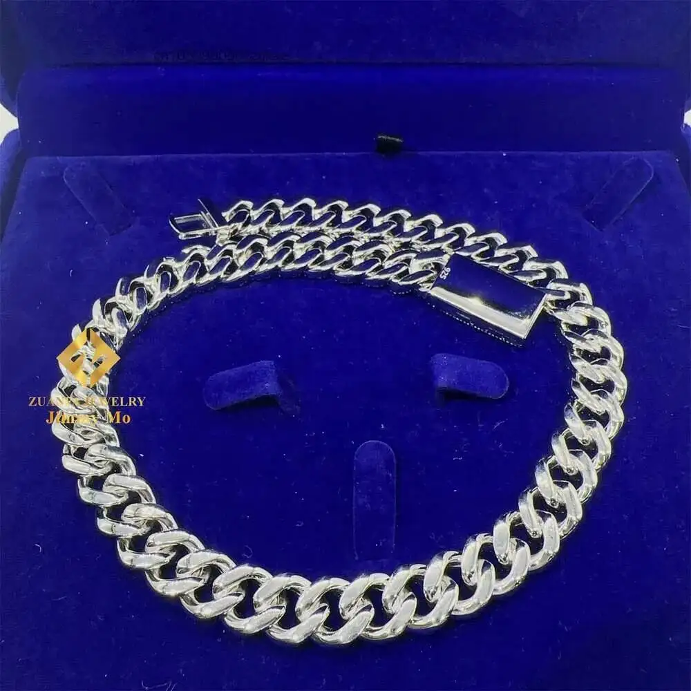 Luxury 12mm Width Wholesale Price Iced Out Man Jewelry Gra Certificates Pass Diamond Tester Vvs1 Moissanite Cuban Chain Necklace