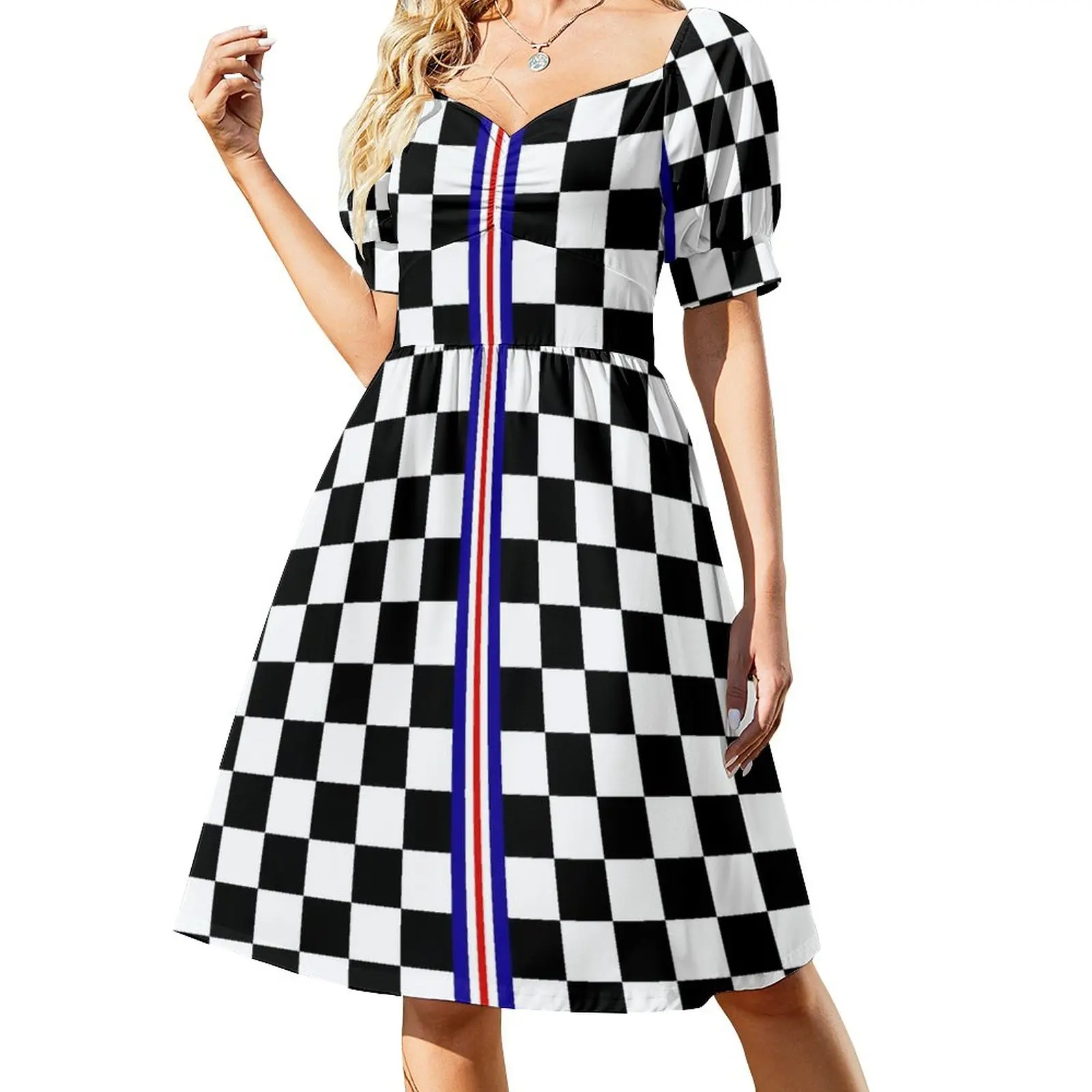 

Chequered Flag with Stripes Dress Dress vintage women dresses