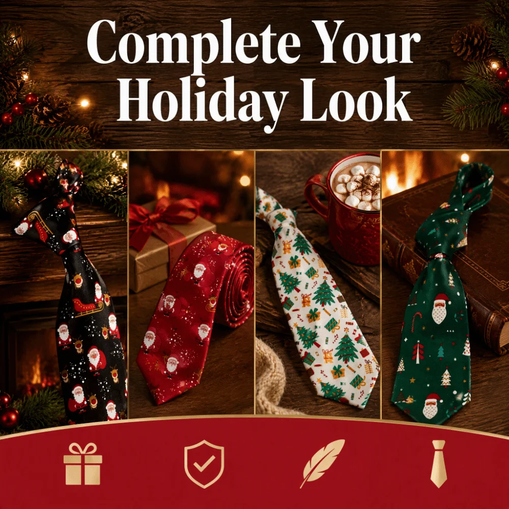 Creative Santa Claus Christmas Necktie Gift Snowflakes Xmas Shirt Tie Christmas Tree Reindeer Man Necktie Suit Accessories