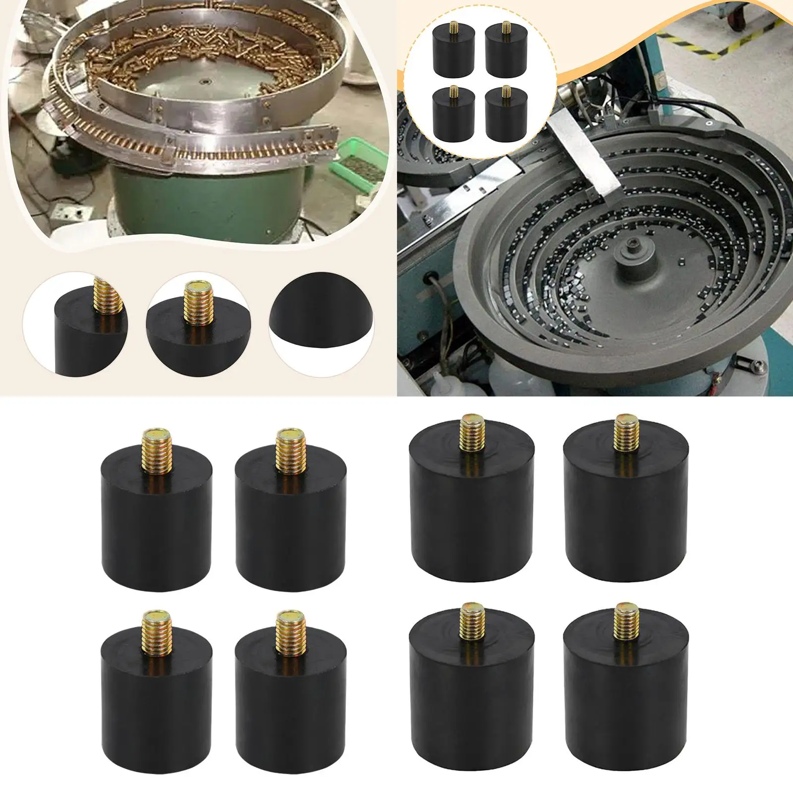 4Pcs Rubber Shock Absorbers M8 Anti Vibration Mounts Cylindrical for Garage Motor