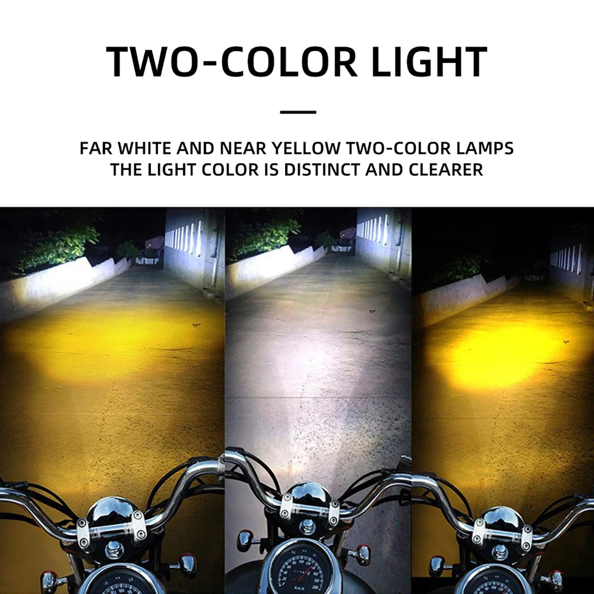 1 SZT. Motocyklowy Reflektor LED z 3 Soczewkami, Super Jasny, Dwukolorowy, Światła Drogowe/Mijania, Światła do Jazdy Dziennej (DRL), Dodatkowa Lampa Przeciwmgielna do Motocykli — zdjęcie 6