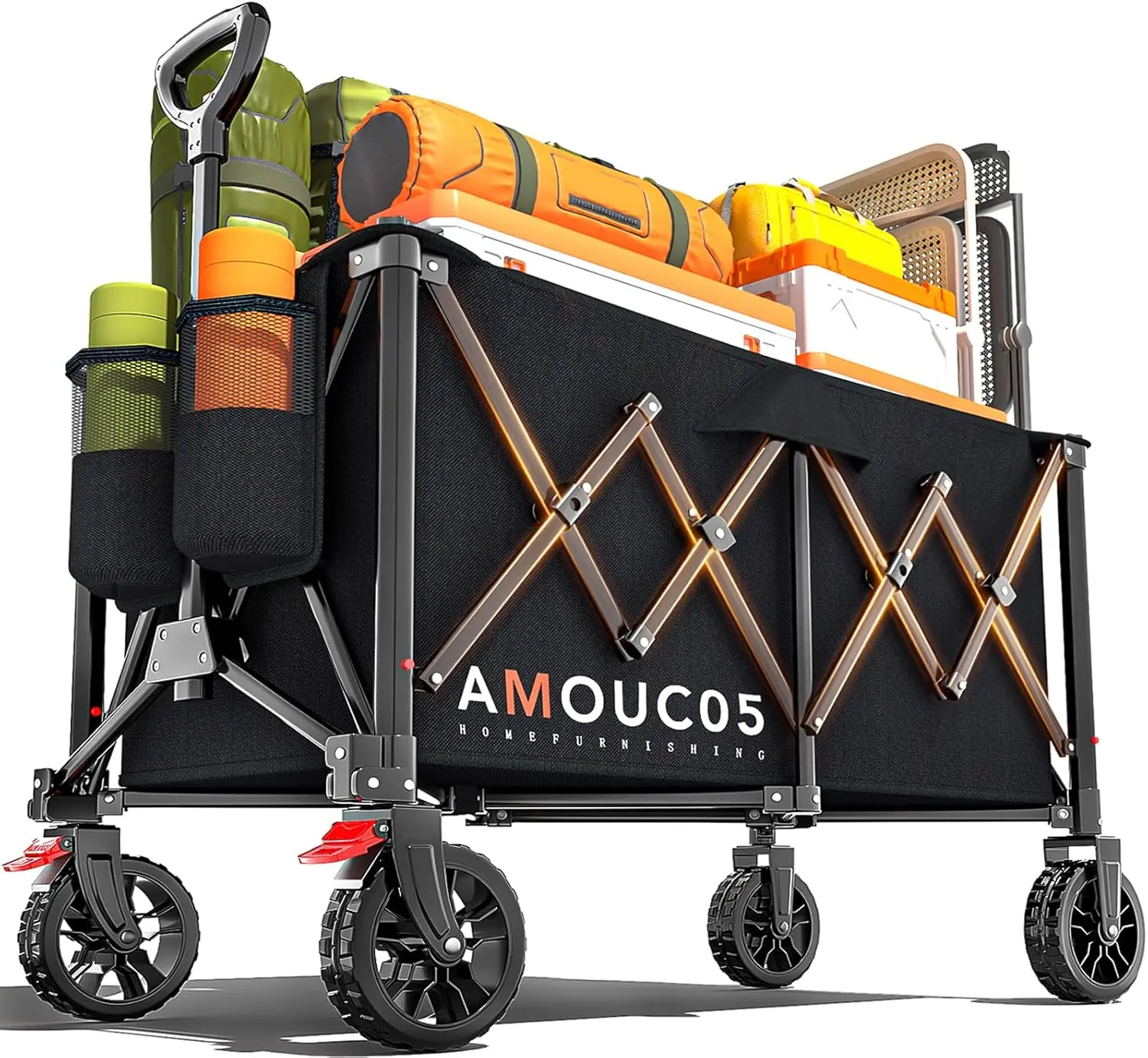 

Складная складная тележка-тележка, портативная универсальная тележка большой емкости для кемпинга, рыбалки, спортивных покупок