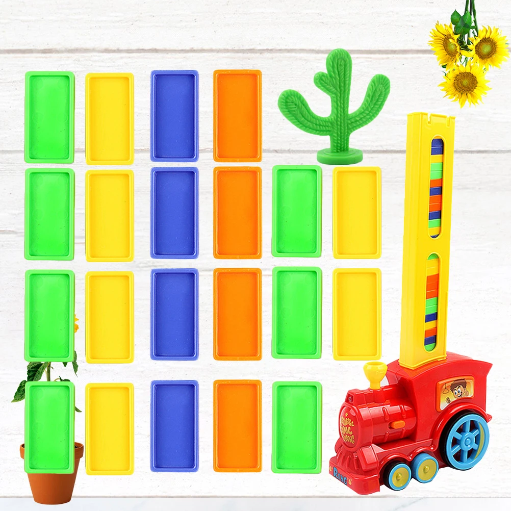 Electric Train Domino Blocks Toy Building Toys Educational Child Safe Play Creativity Development Bright Colors Sturdy Design