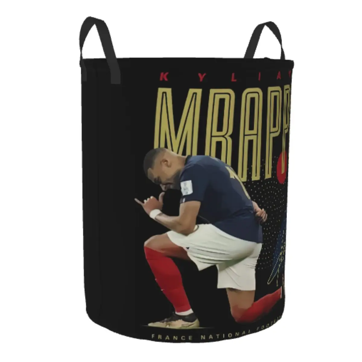 Custom Mbappes KM Football Soccer Star Laundry Basket Collapsible Physical Culture Clothes Toy Hamper Storage Bin for Nursery