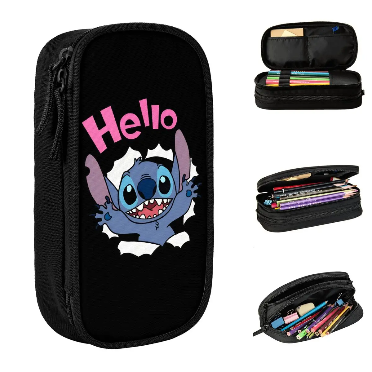 

Stitch Pencil Case Double Layer Large Capacity Kids Pencil Box Suprise Gift