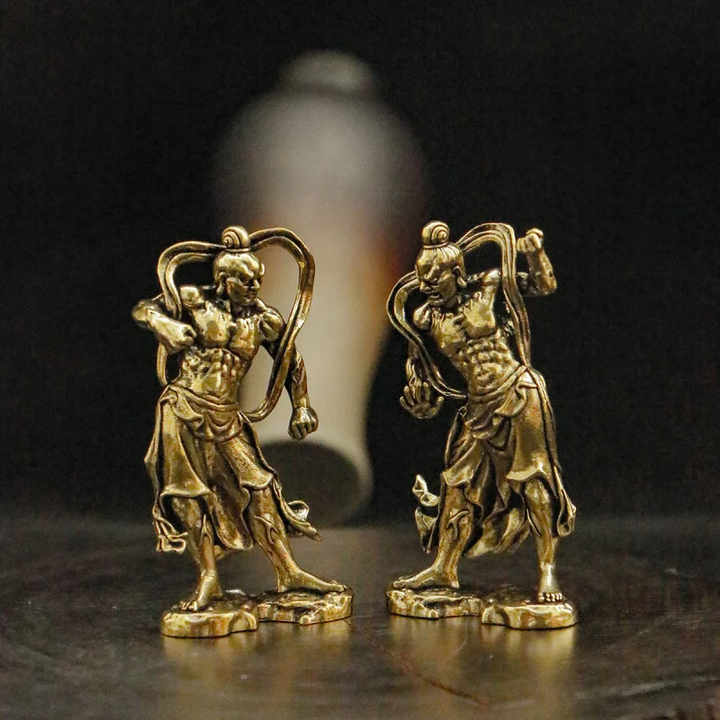 

Vintage Brass Humha Two Generals Standing Statue Ornament Decoration Antique-Style Craft Home Decor Item