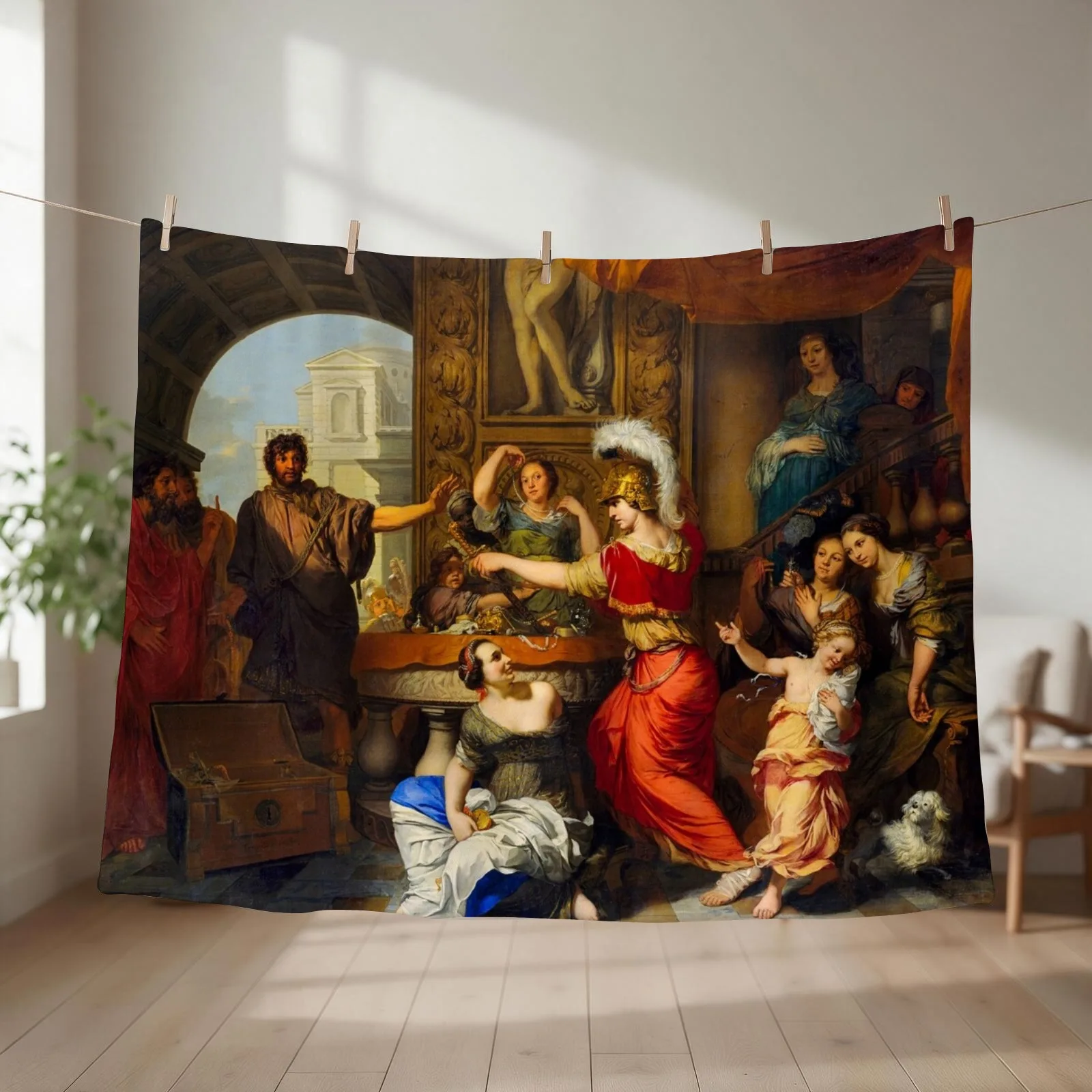 Achilles Discovered Amongst the Daughters of Lycomedes - Gerard de Lairesse Throw Blanket Bed Camping anime Blankets